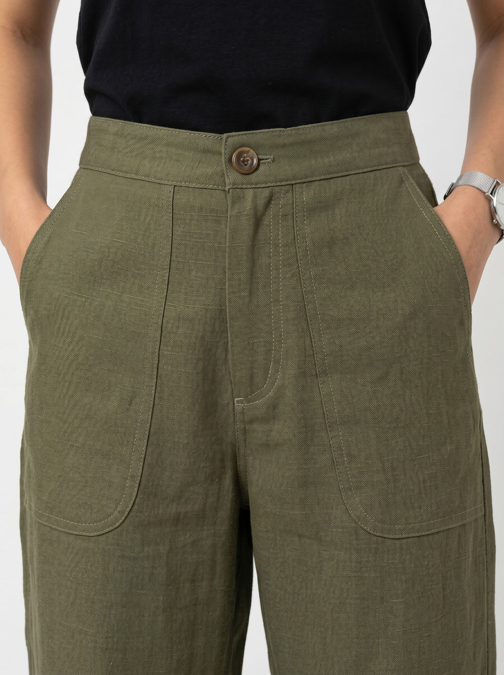 Olive Linen Pants
