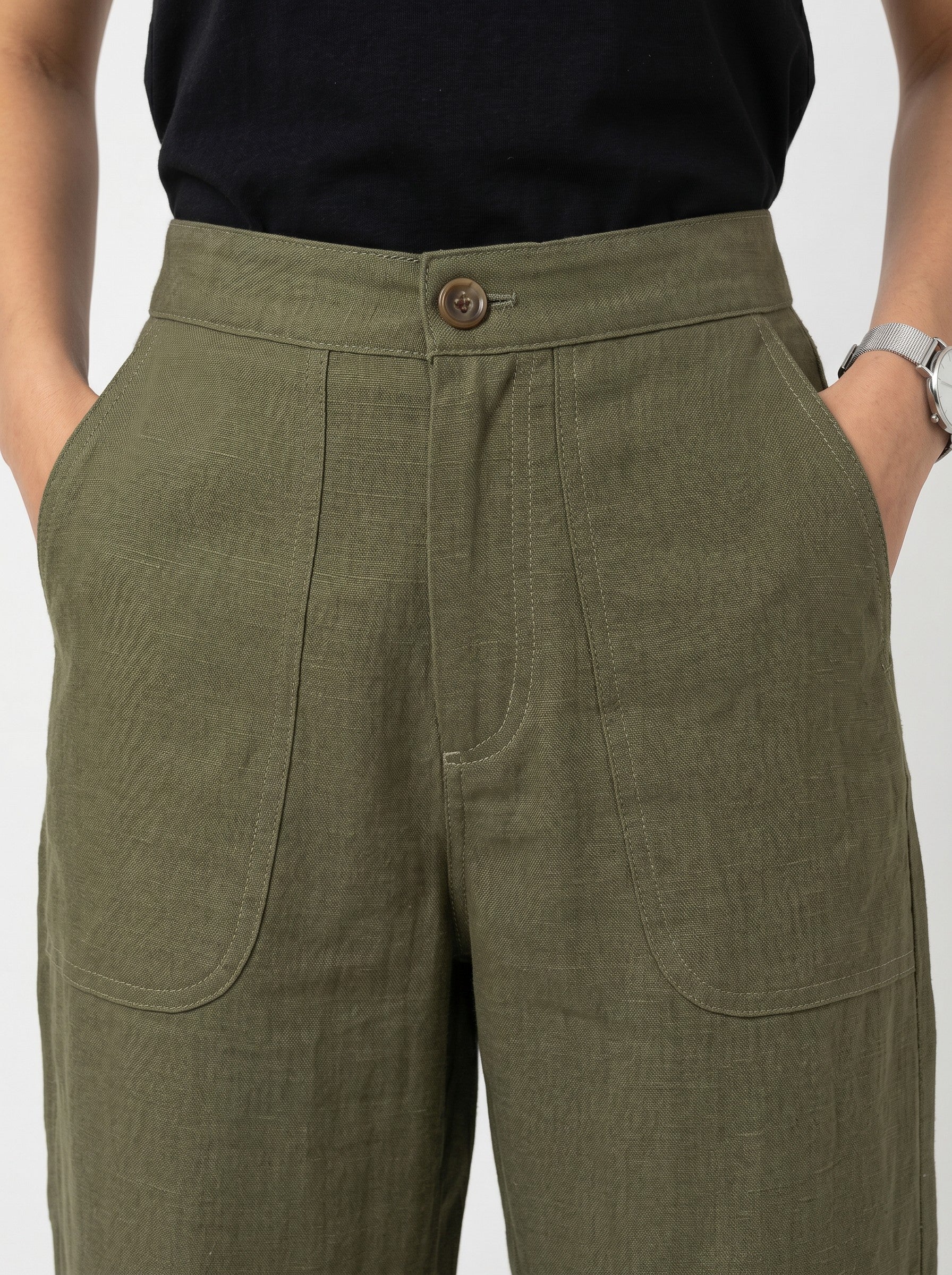Olive Linen Pants
