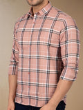 Soft Peach Plaid Check Shirt