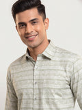 Ivory Green Ethnic Chevron Shirt