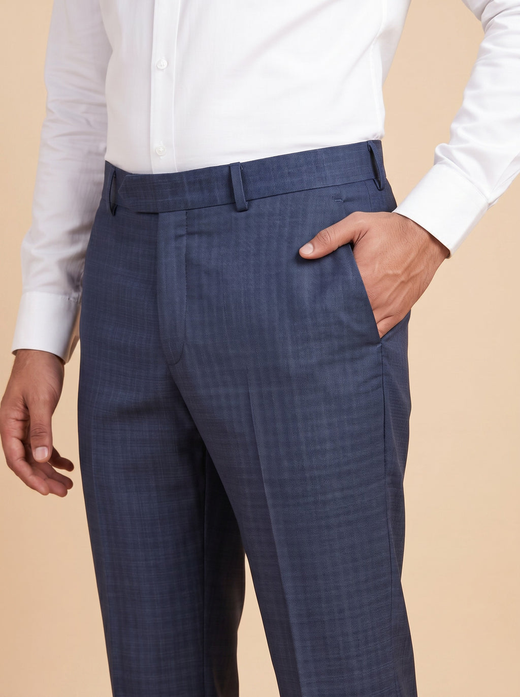 Men Blue Formal Trouser