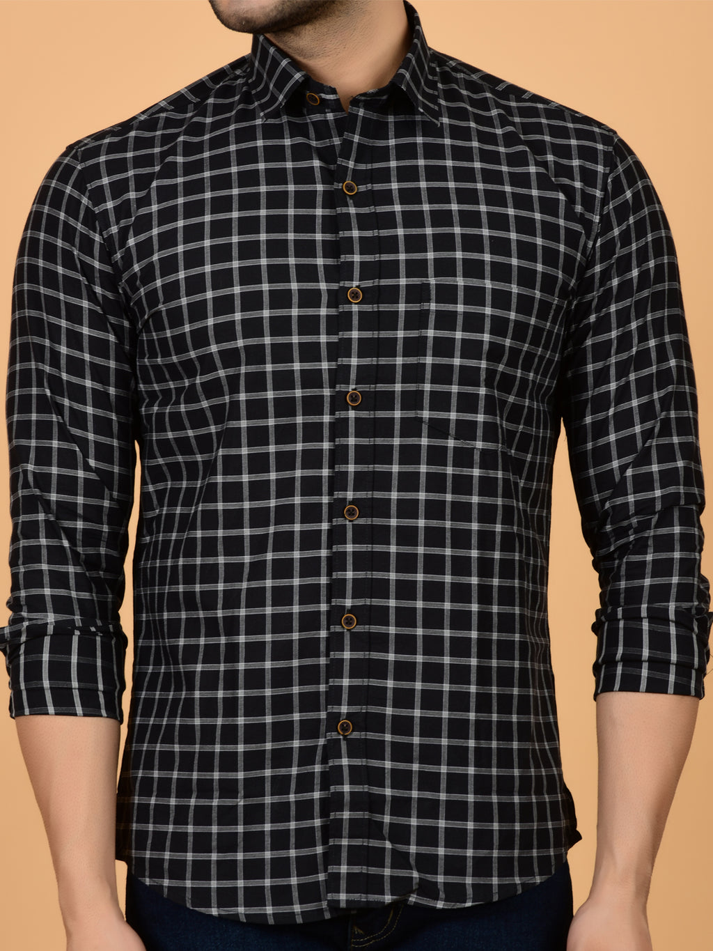 Black Harmony Grid Check Shirt