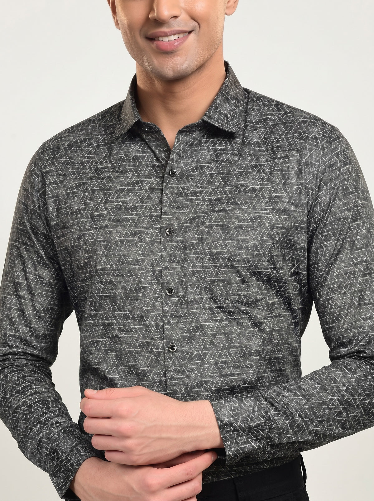Luxe Geometric Print Grey Shirt