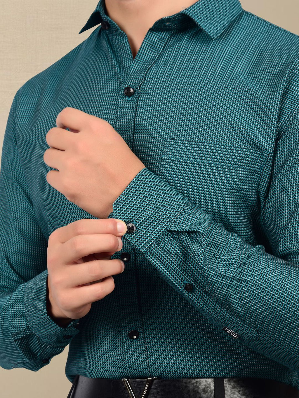 Classy Textured Emerald Green Shirt