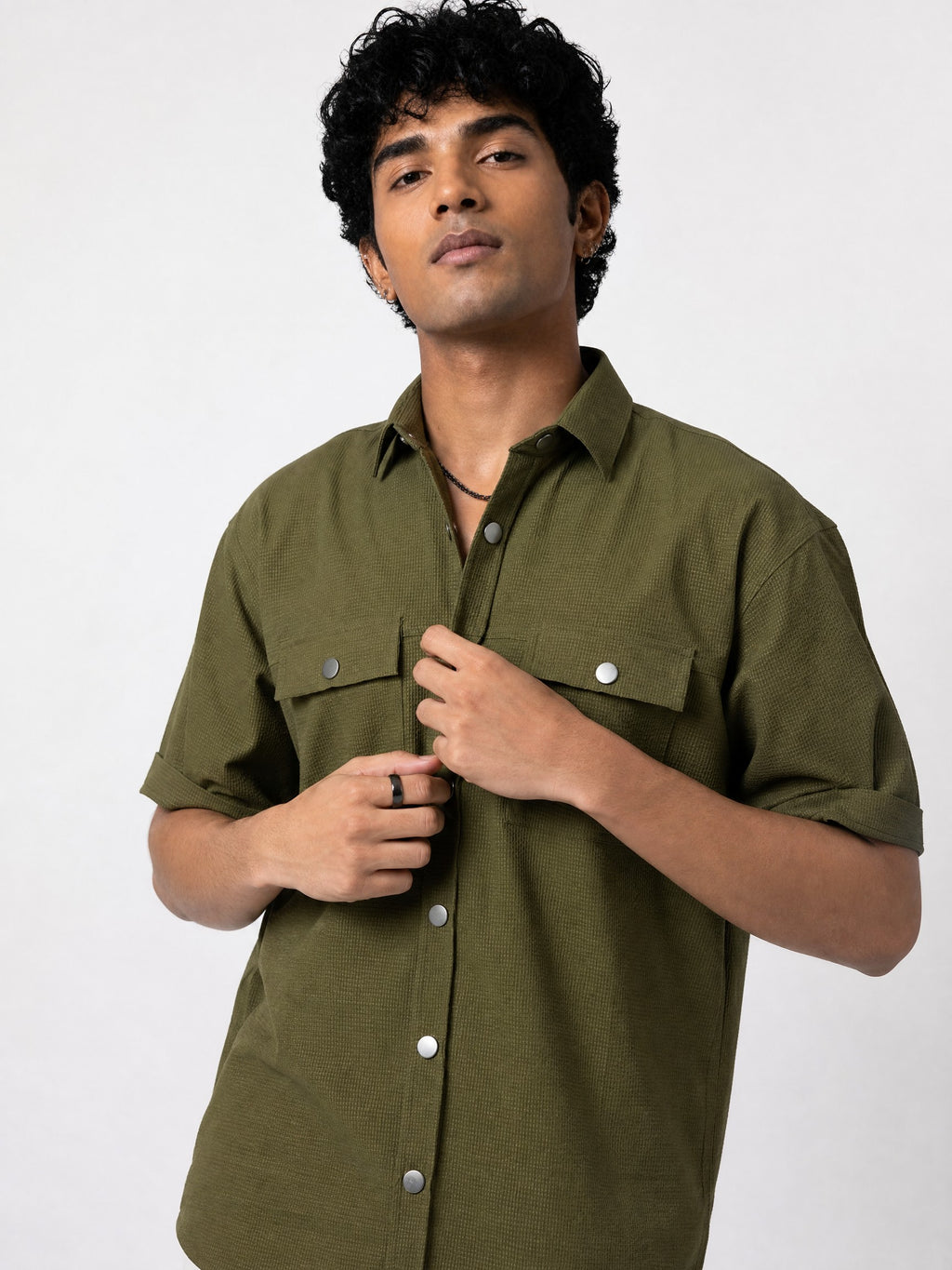Green Drop Shoulder Shirt