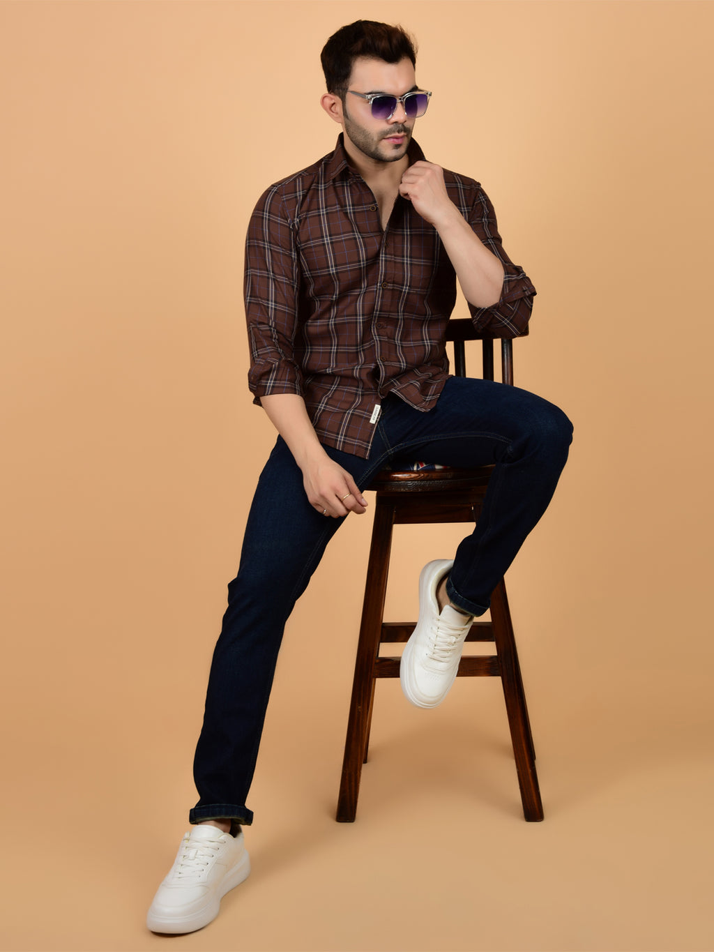 Rustic Charm Plaid Check Mens's Shirt