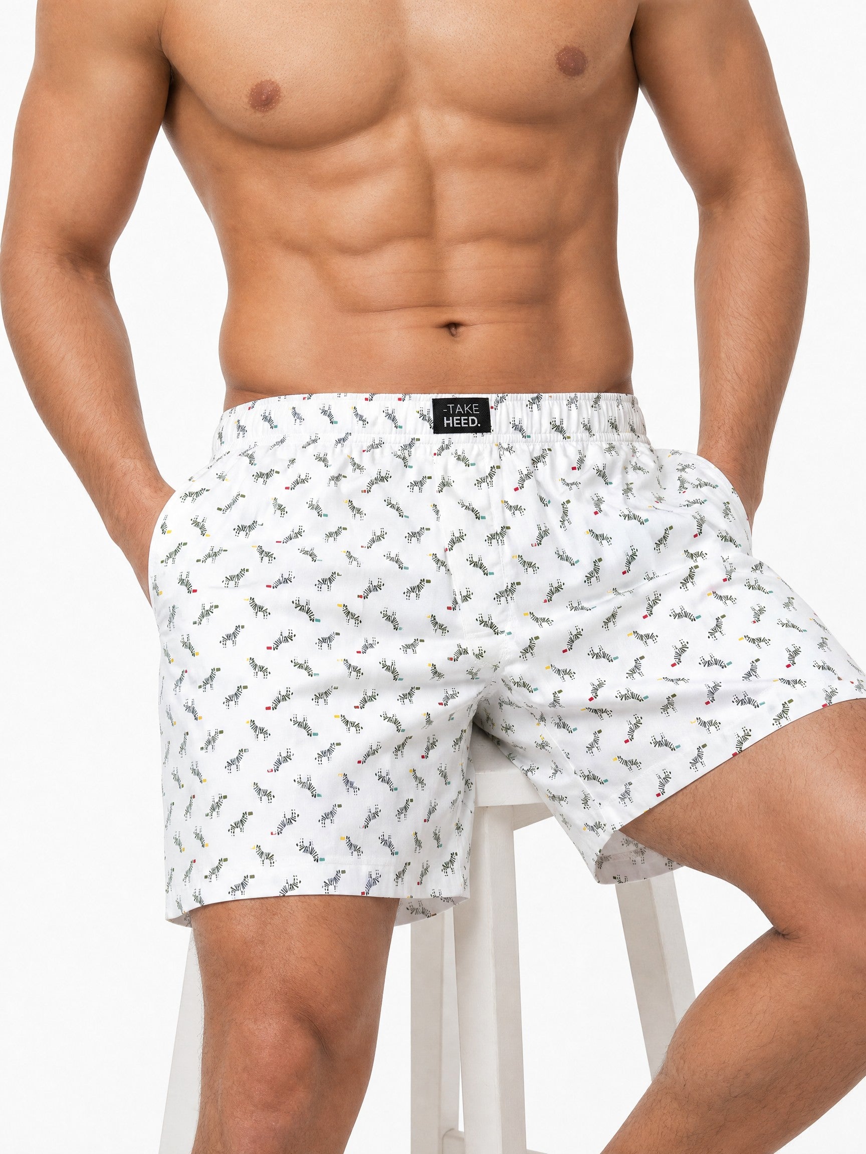 Men's Zebra Print Light Weight Boxer Shorts