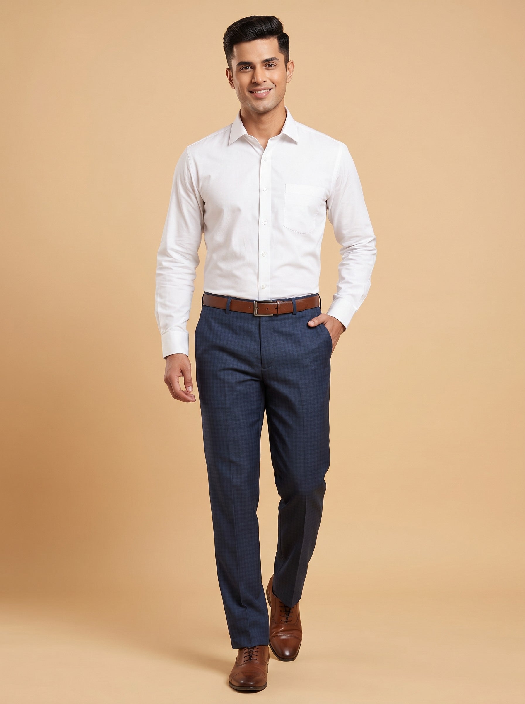 Men Blue Formal Trouser