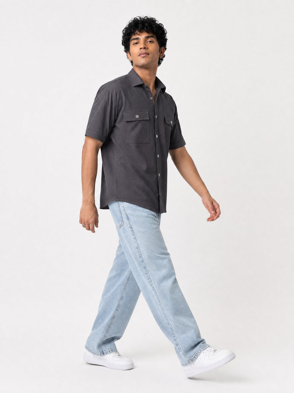 Grey Boxy Fit Shirt