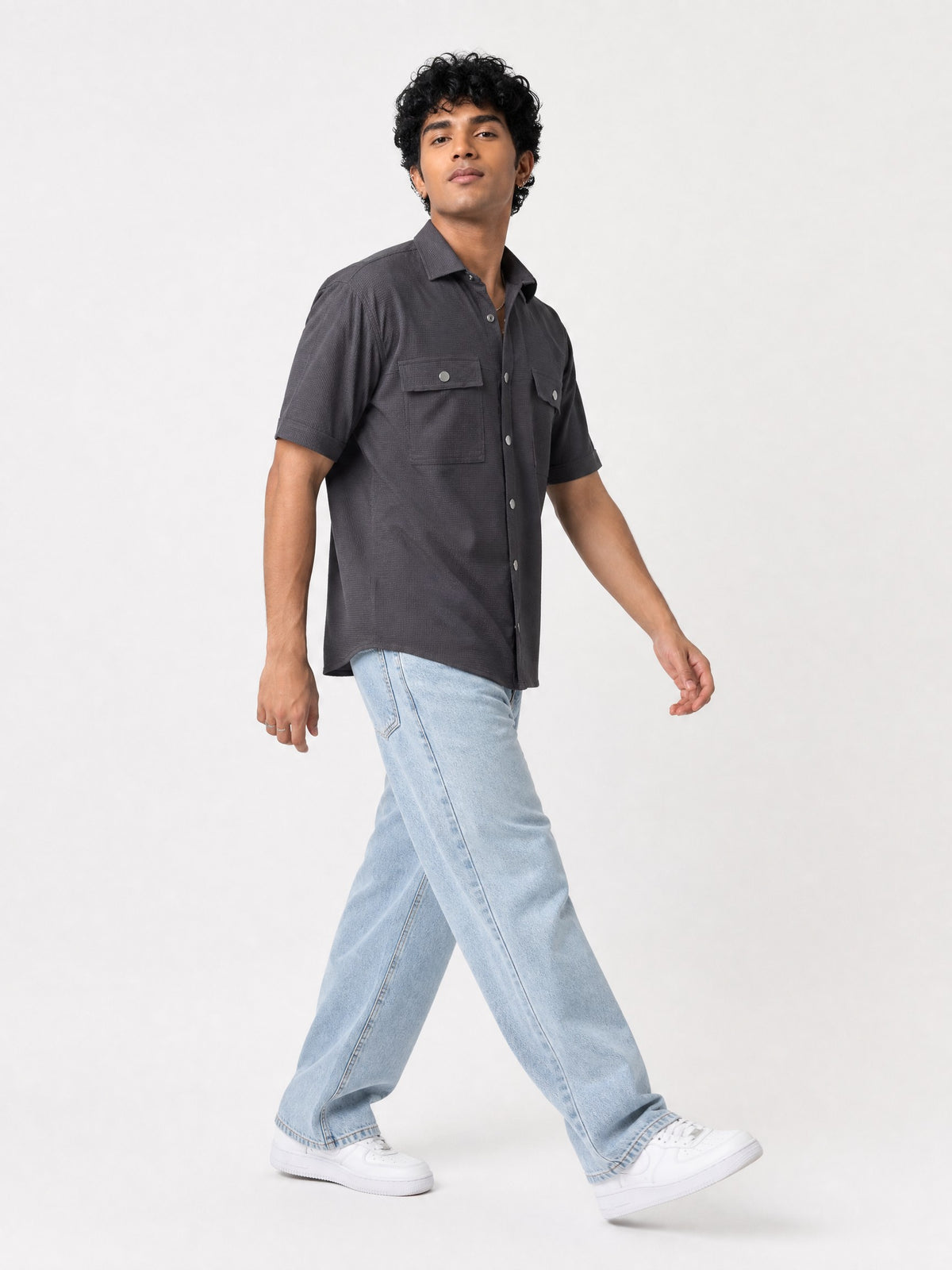 Grey Boxy Fit Shirt