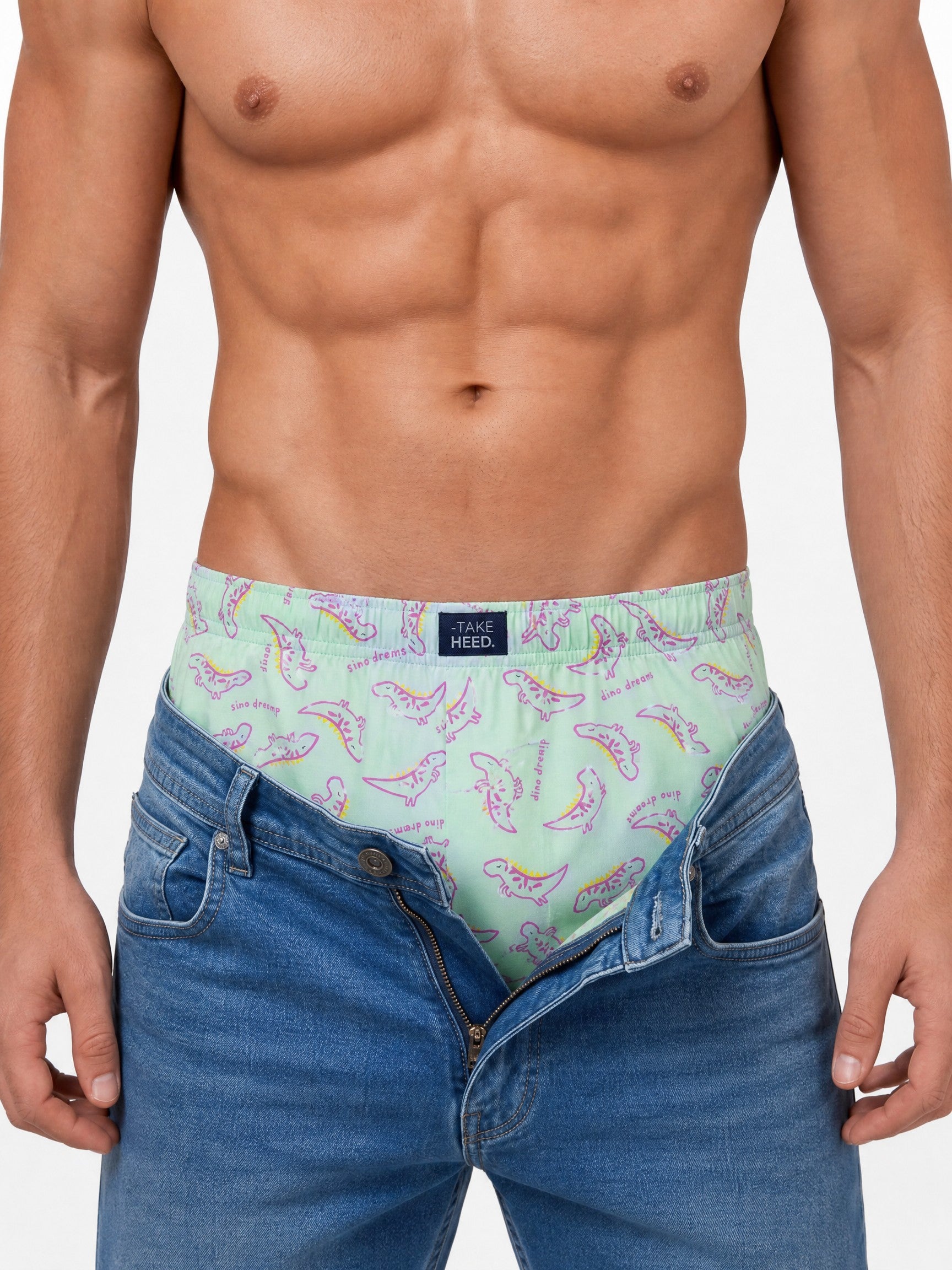 Dino Dreams Pale Green Printed Boxers