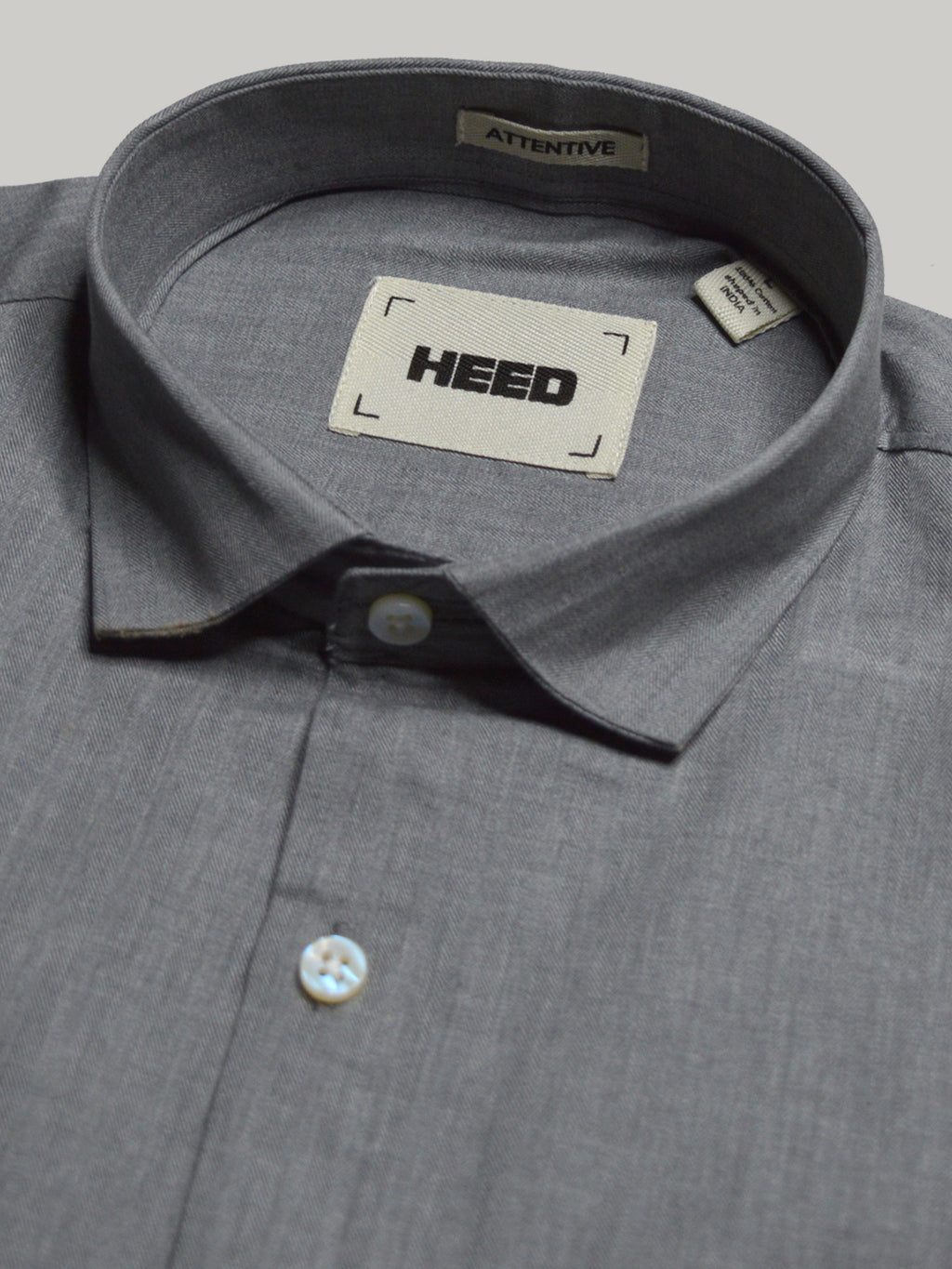 Herringbone Weave Solid Grey Men Formal Shirt