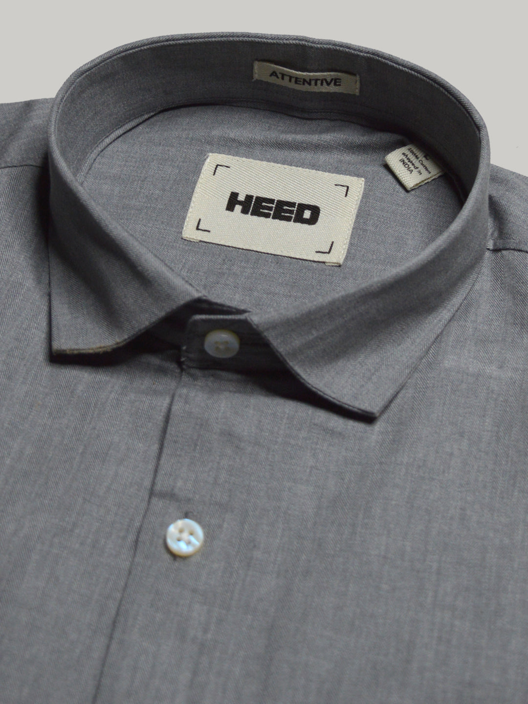 Herringbone Weave Solid Grey Men Formal Shirt