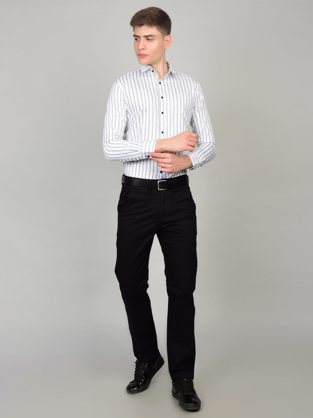 Timeless Stripe Elegance White Shirt