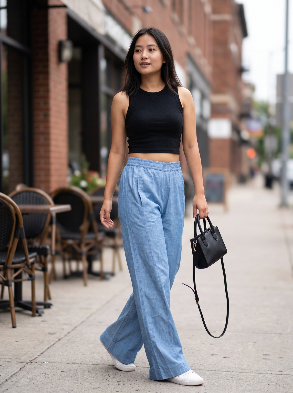 Blue Washed Denim Wide Leg Boot Cut Fit Lower Pants