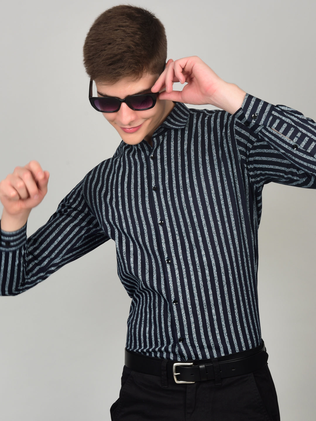 Timeless Stripe Elegance Blue Shirt
