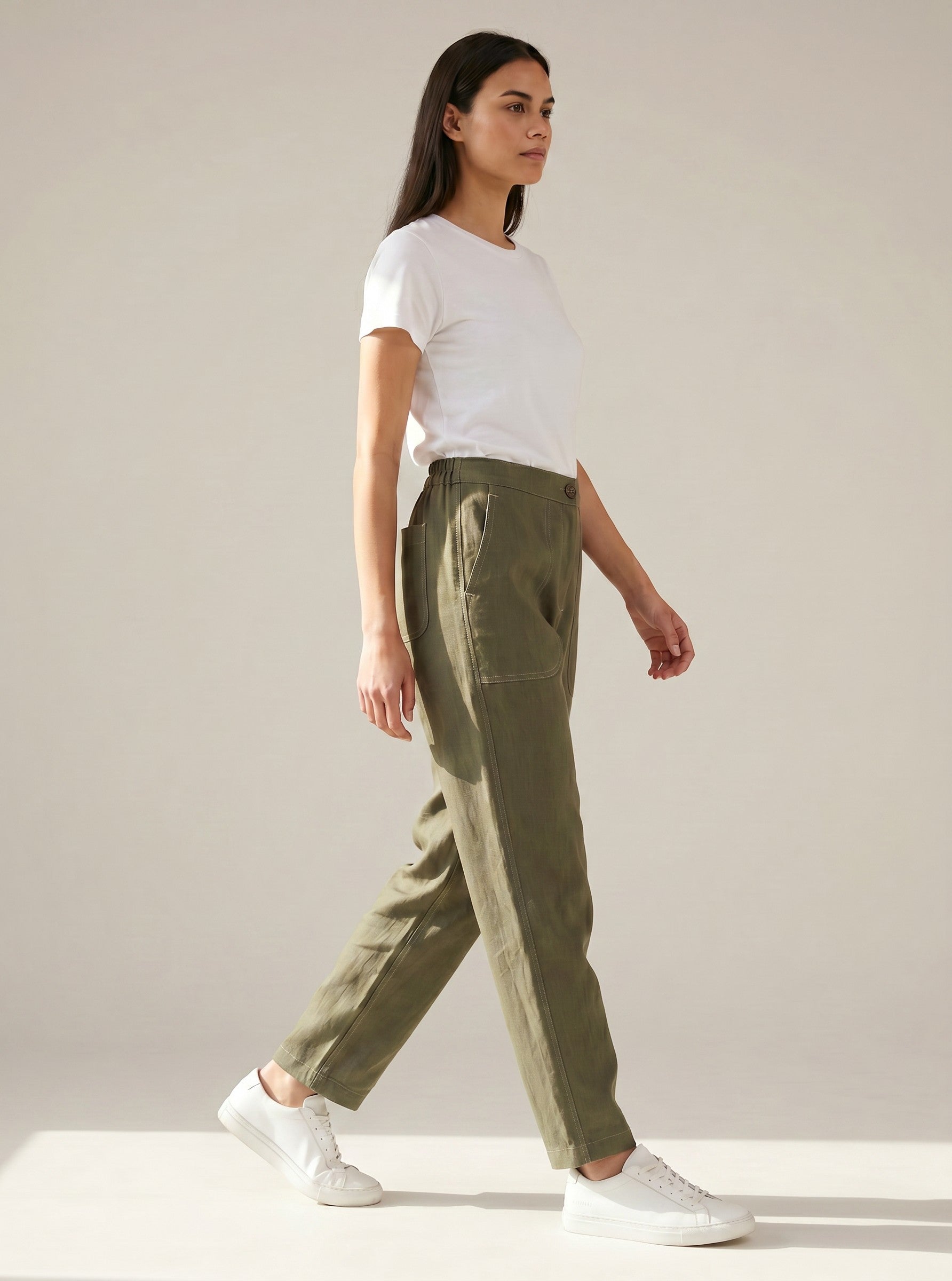 Olive Linen Pants