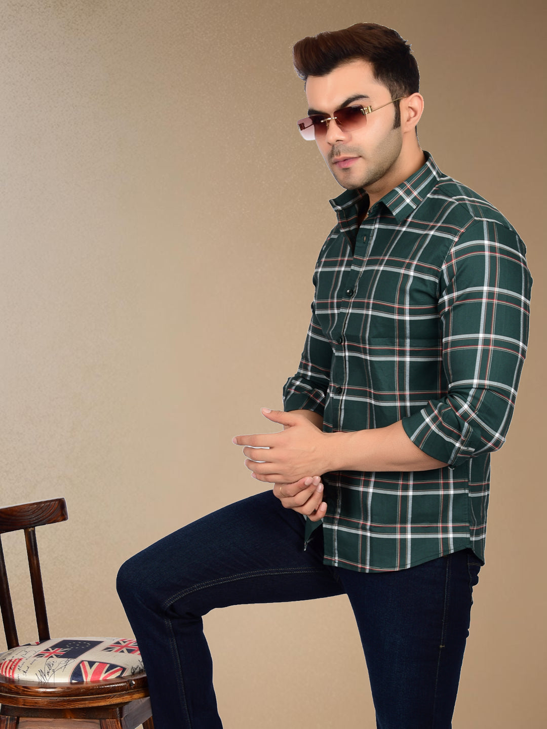 Emerald Green Plaid Check Shirt