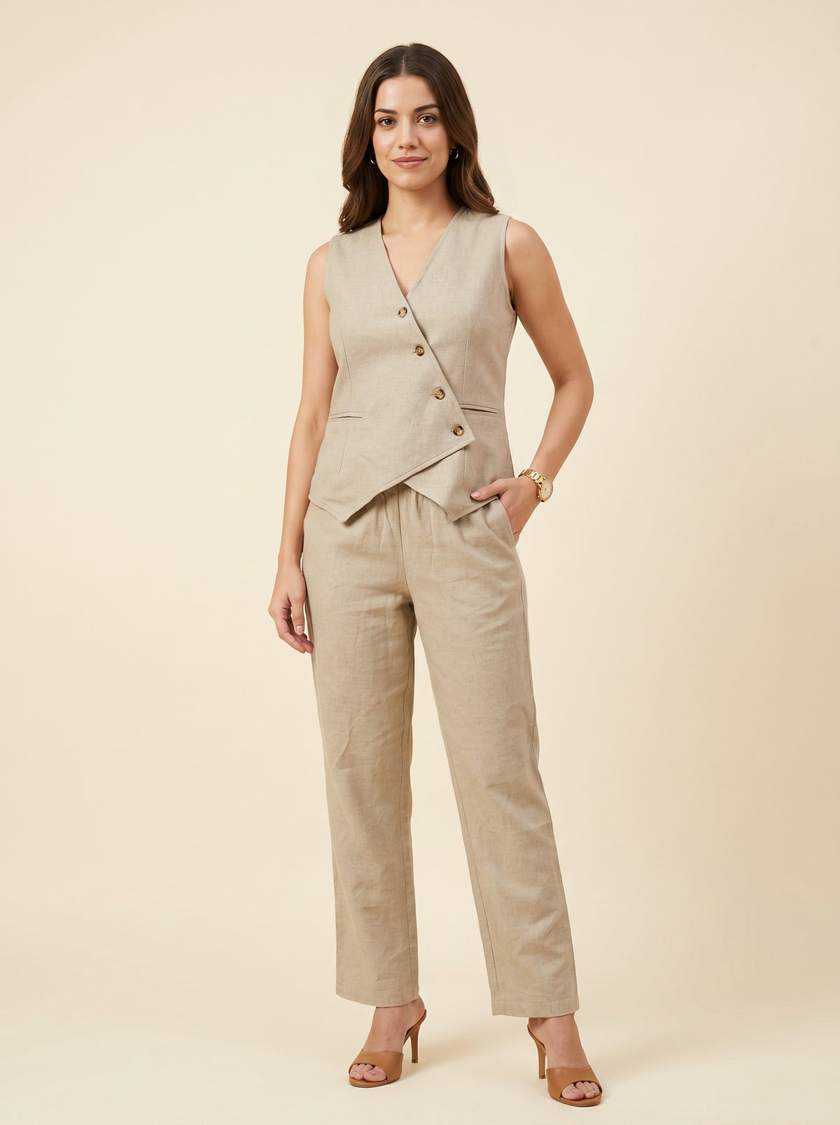 Beige Linen Co-Ord Set