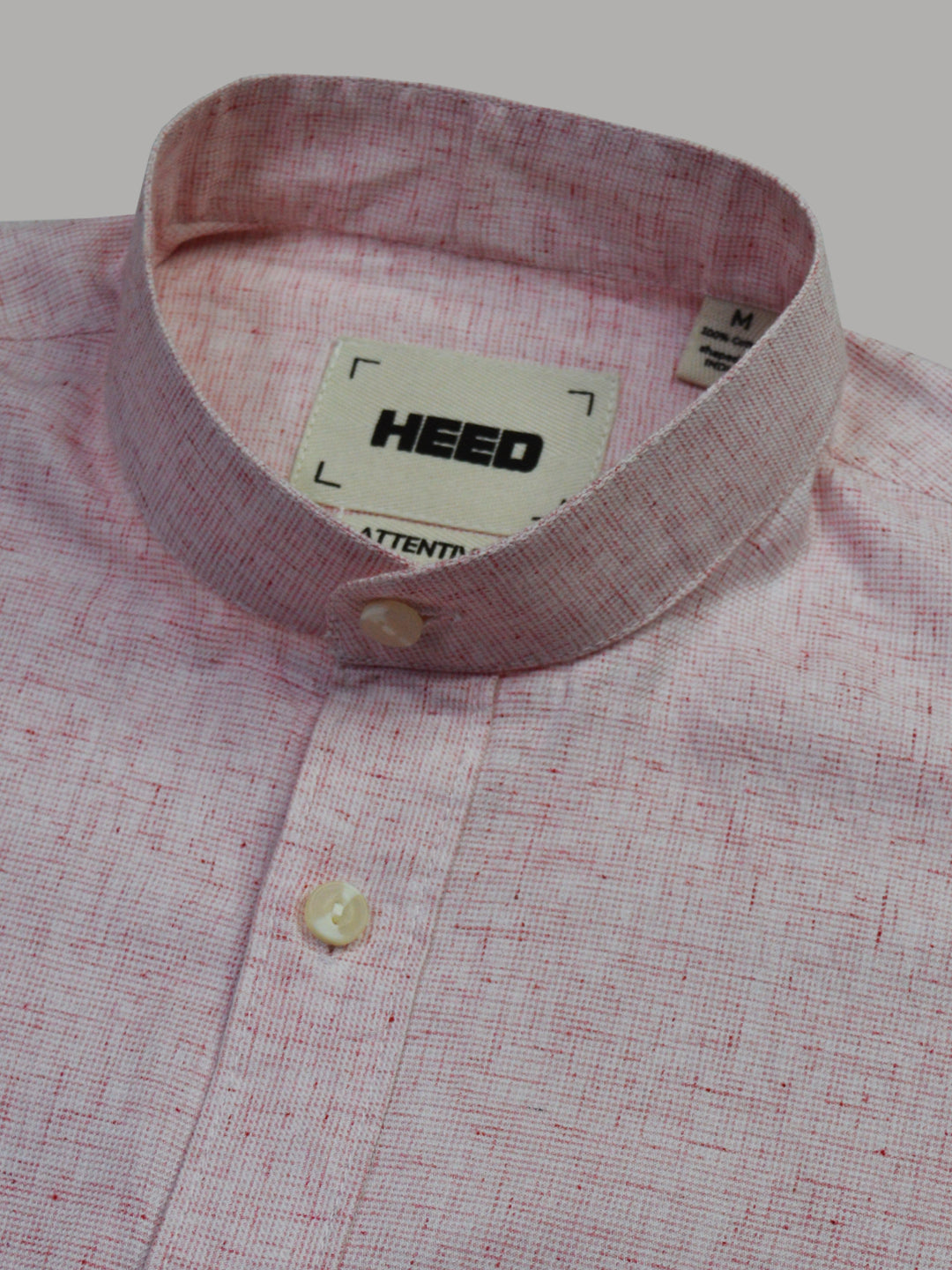 Natural Linen Mandarin Collar Pink Shirt