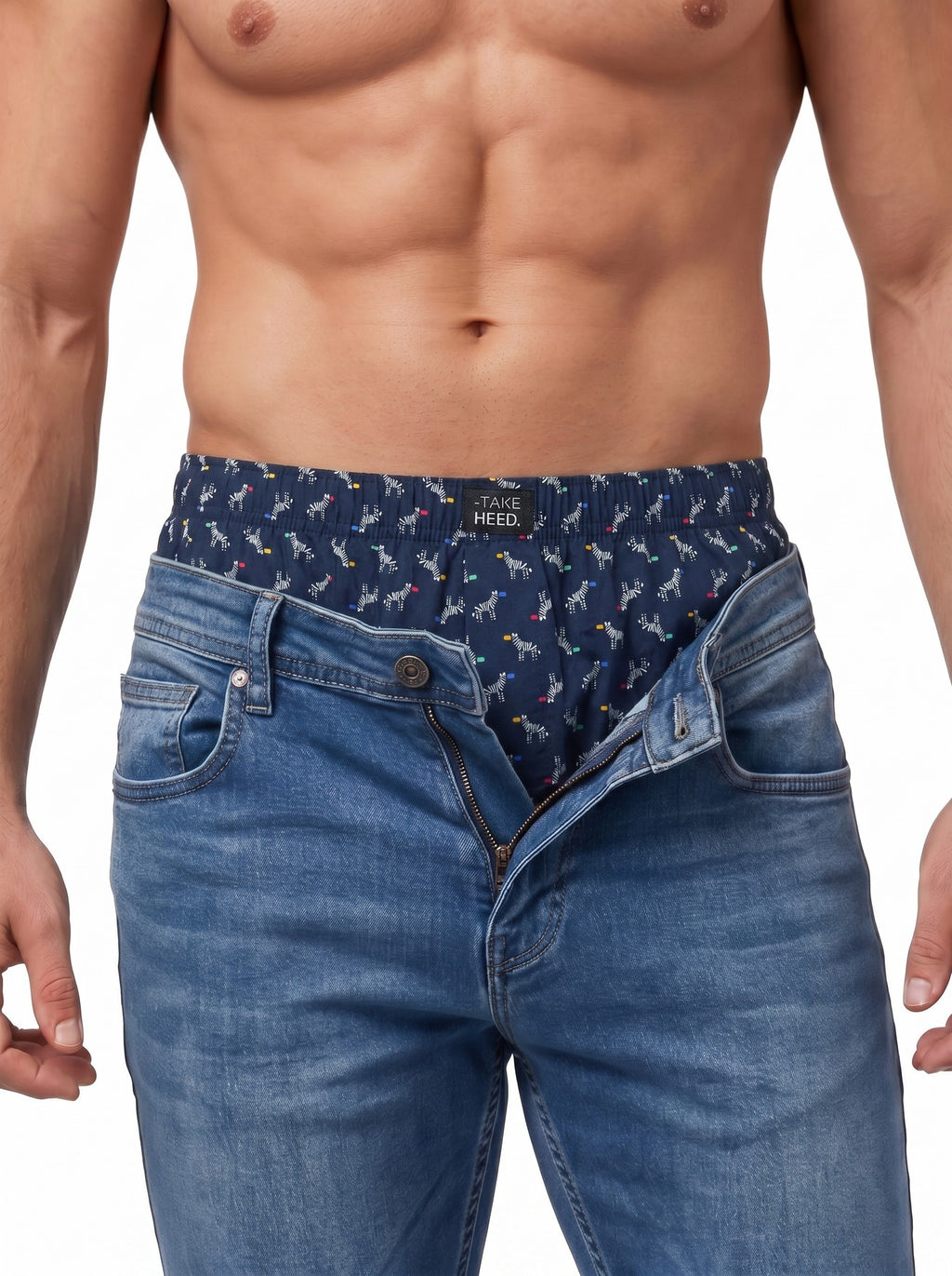 Navy Blue Zebra Printed Boxer Shorts