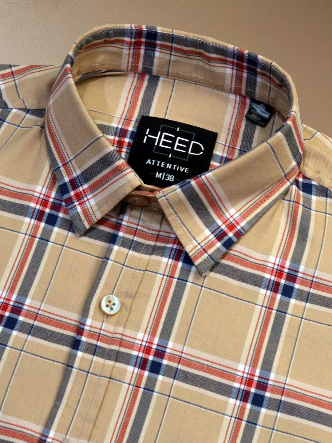 Subtle Beige Plaid Check Shirt