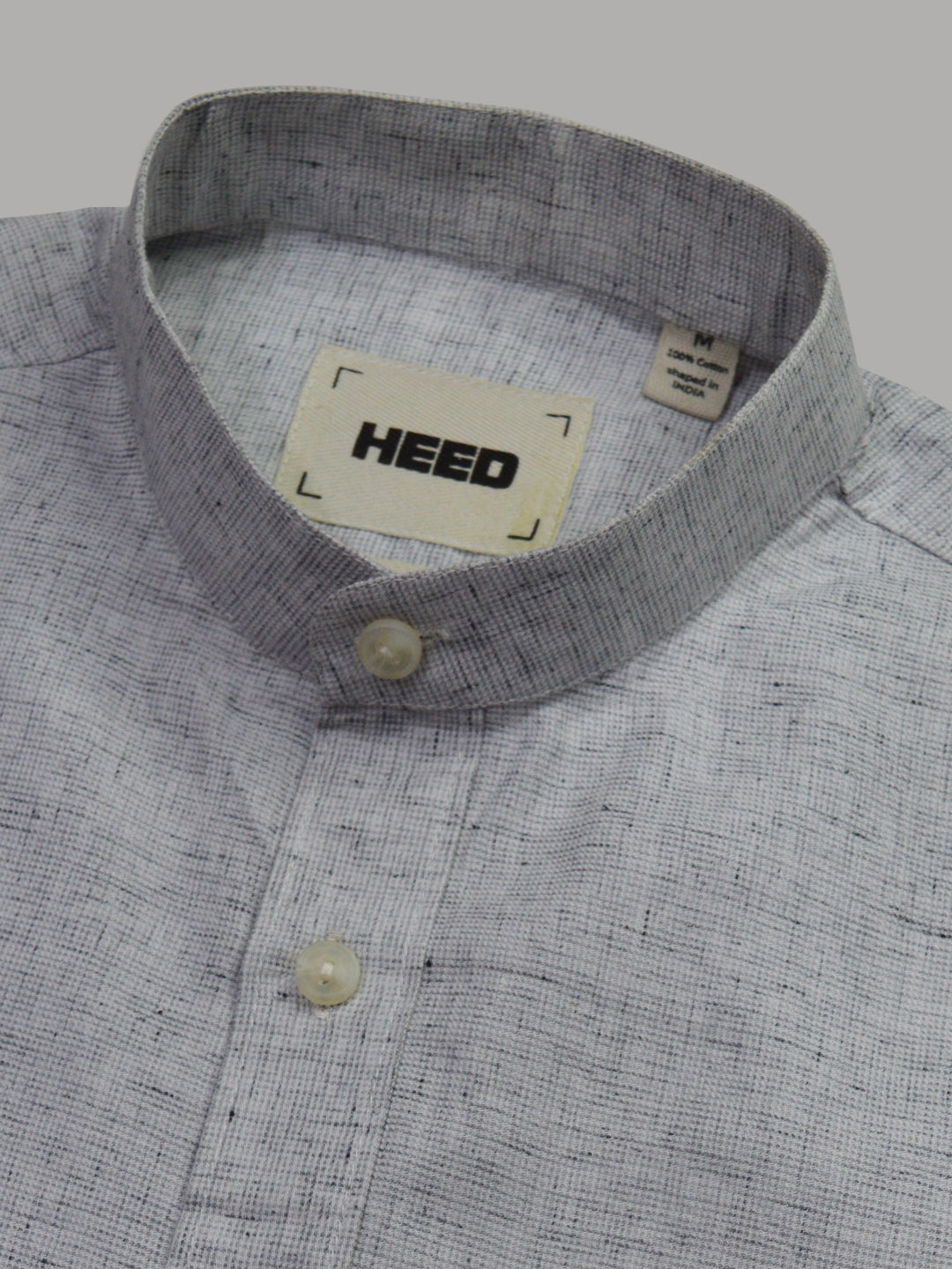 Natural Linen Mandarin Collar Grey Shirt