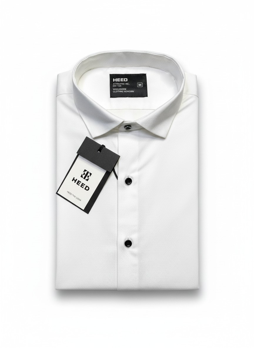 Self Textured White Formal Shirt