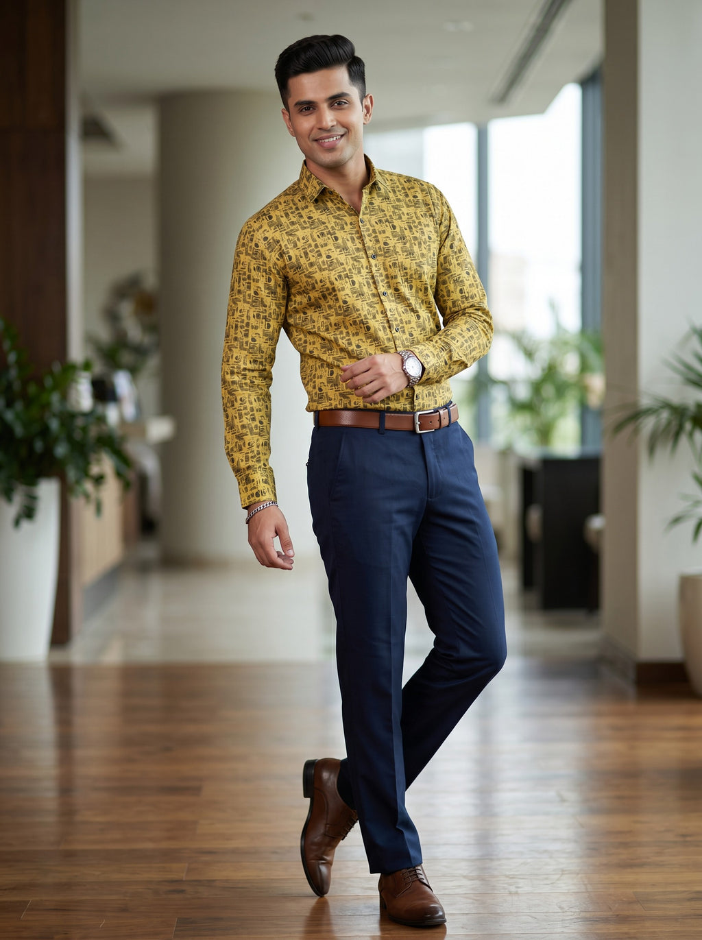Amber Noir Abstract Print Shirt