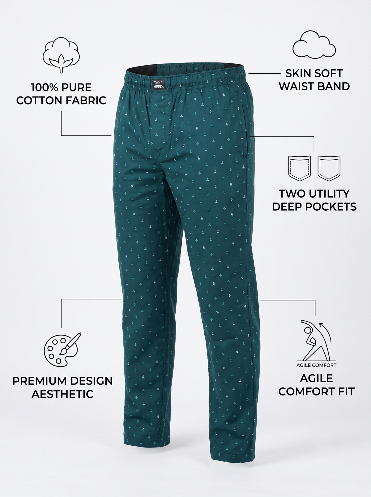 Anchor Print Cotton Lounge Pants