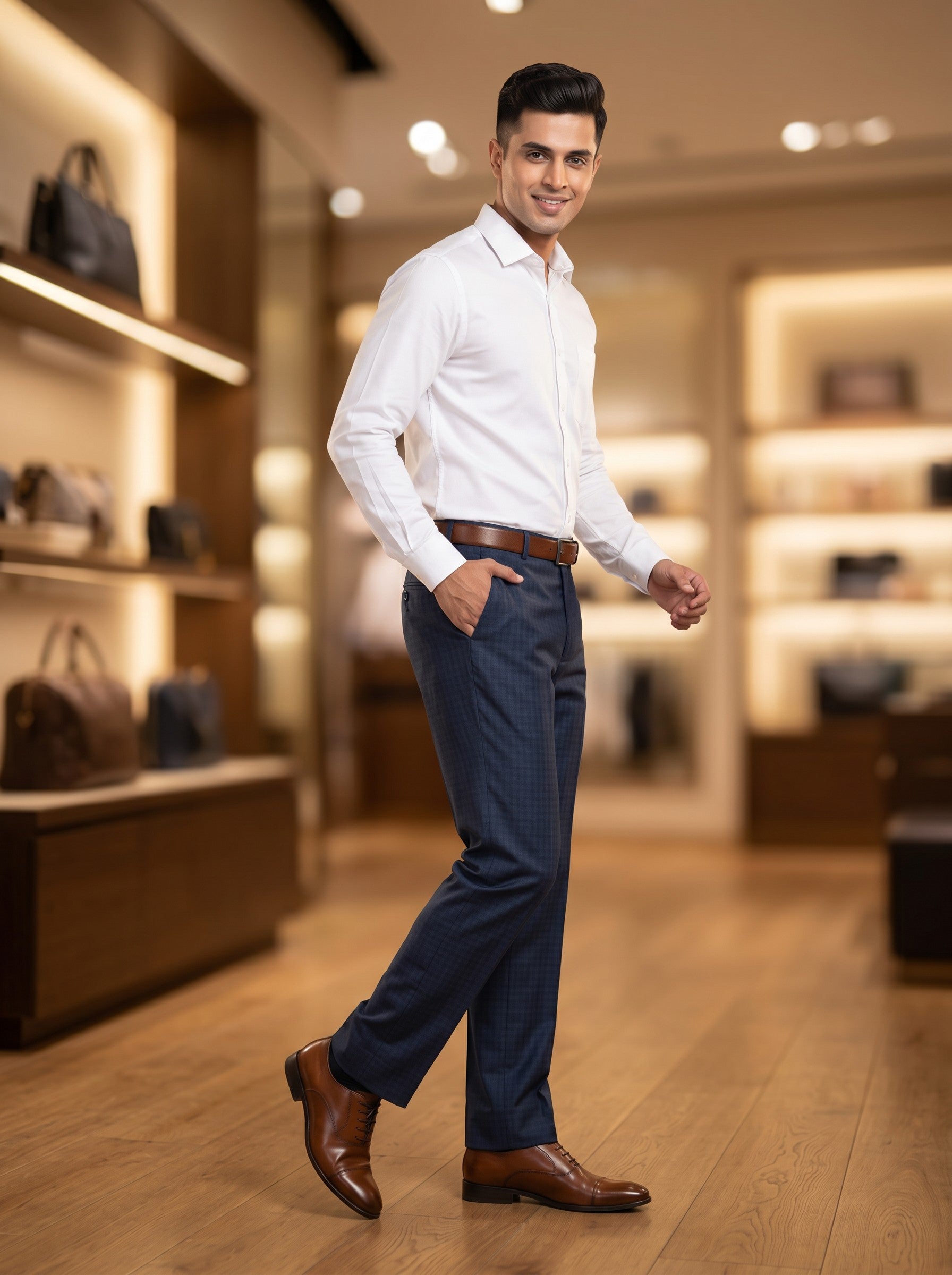 Men Blue Formal Trouser