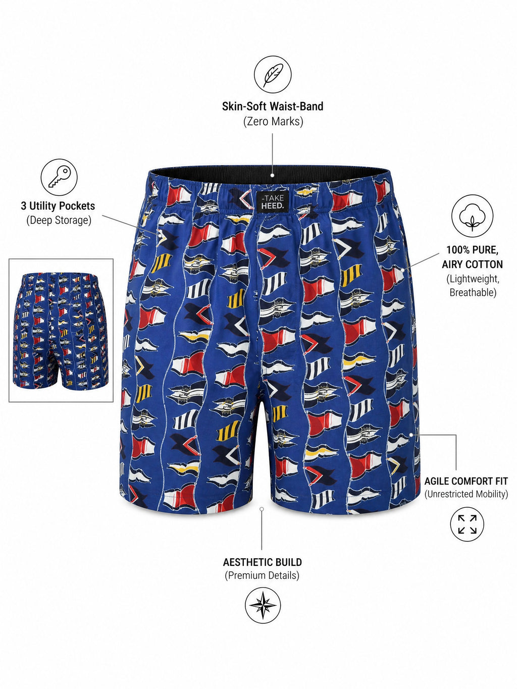 Ultra Premium Nautical Print Boxer Shorts