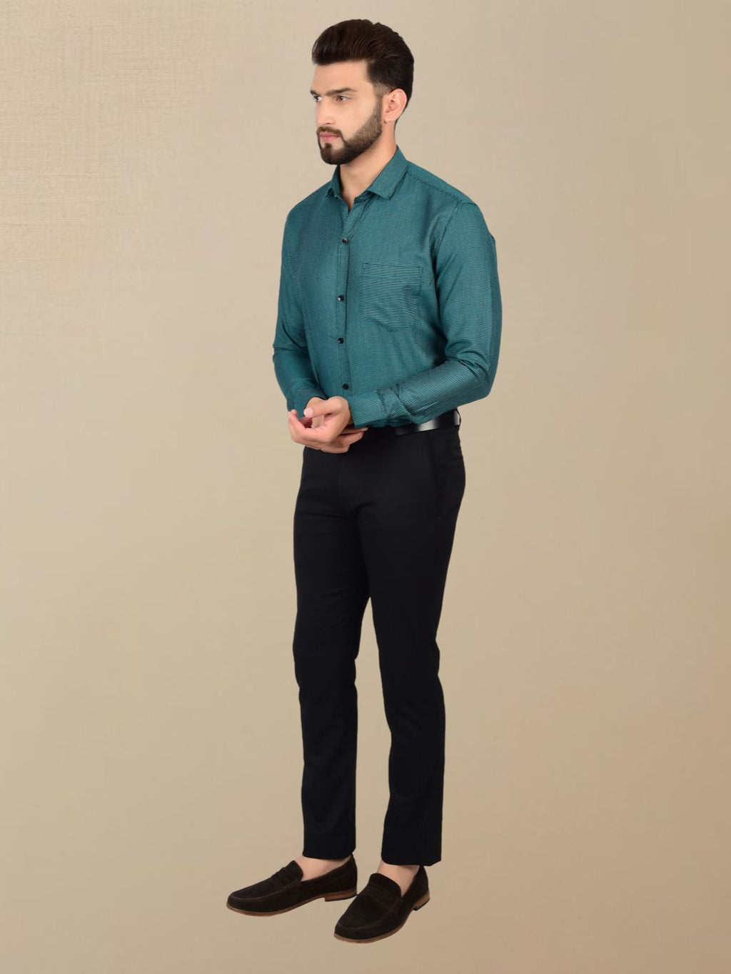 Classy Textured Emerald Green Shirt