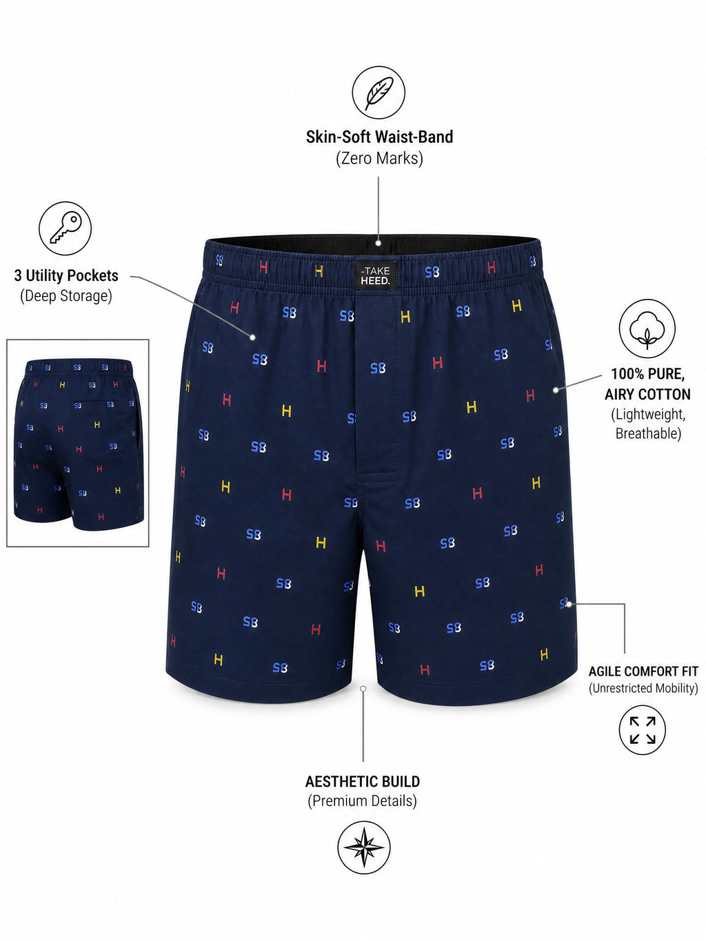 Alpha Numeric Printed  Boxer Shorts