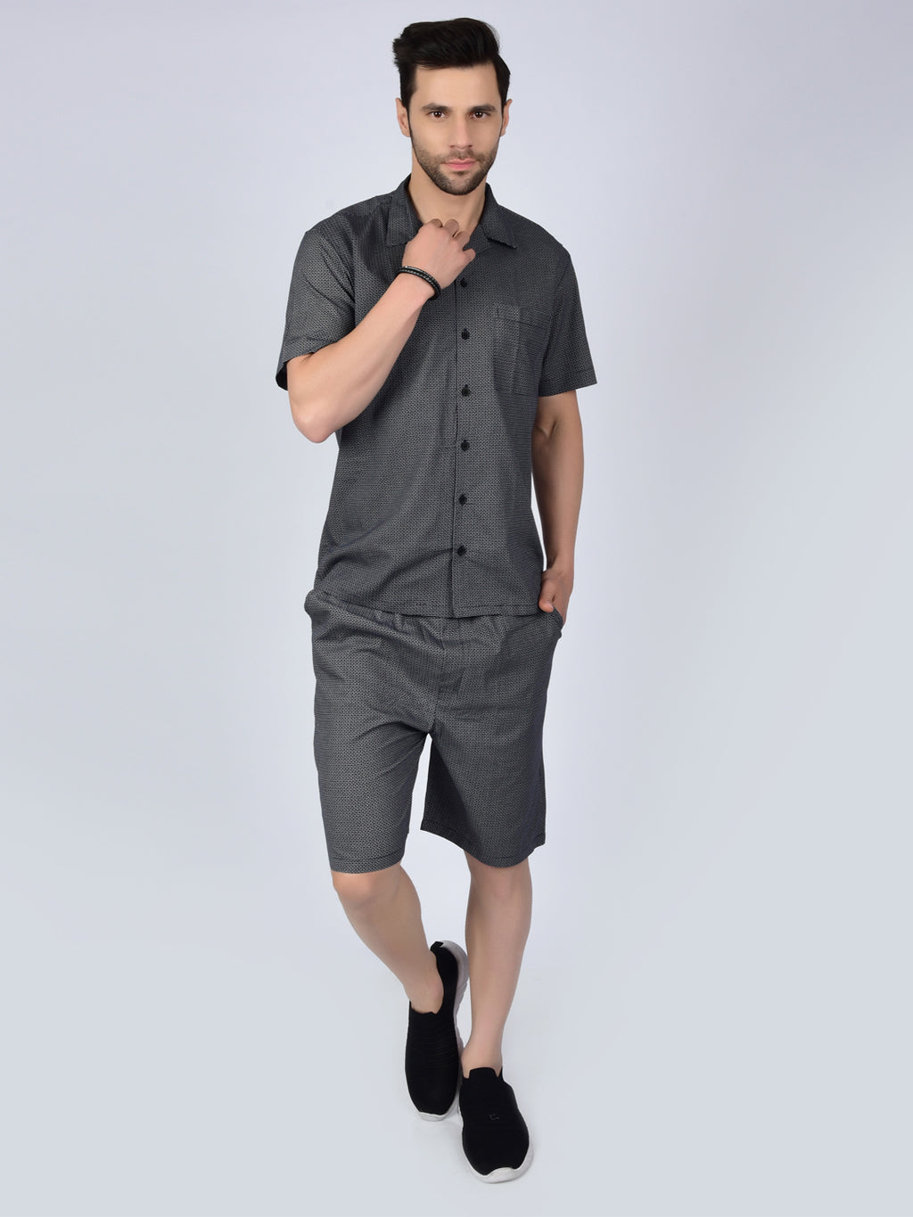 Dark Echo Pattern Printed Men's Co-Ord Set