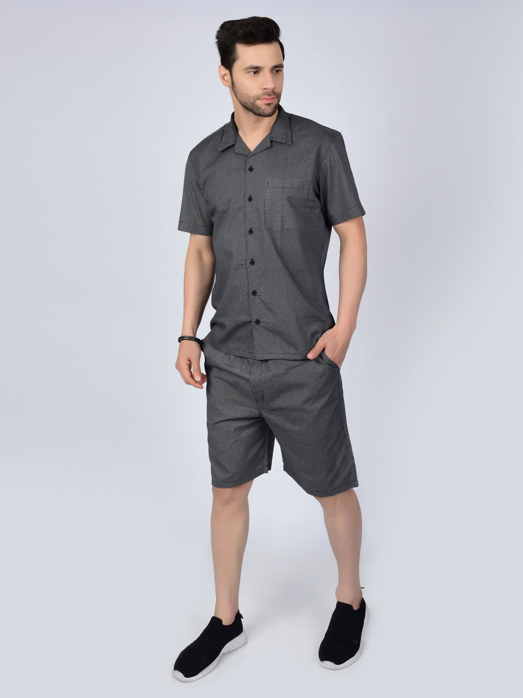 Dark Echo Pattern Printed Men's Co-Ord Set
