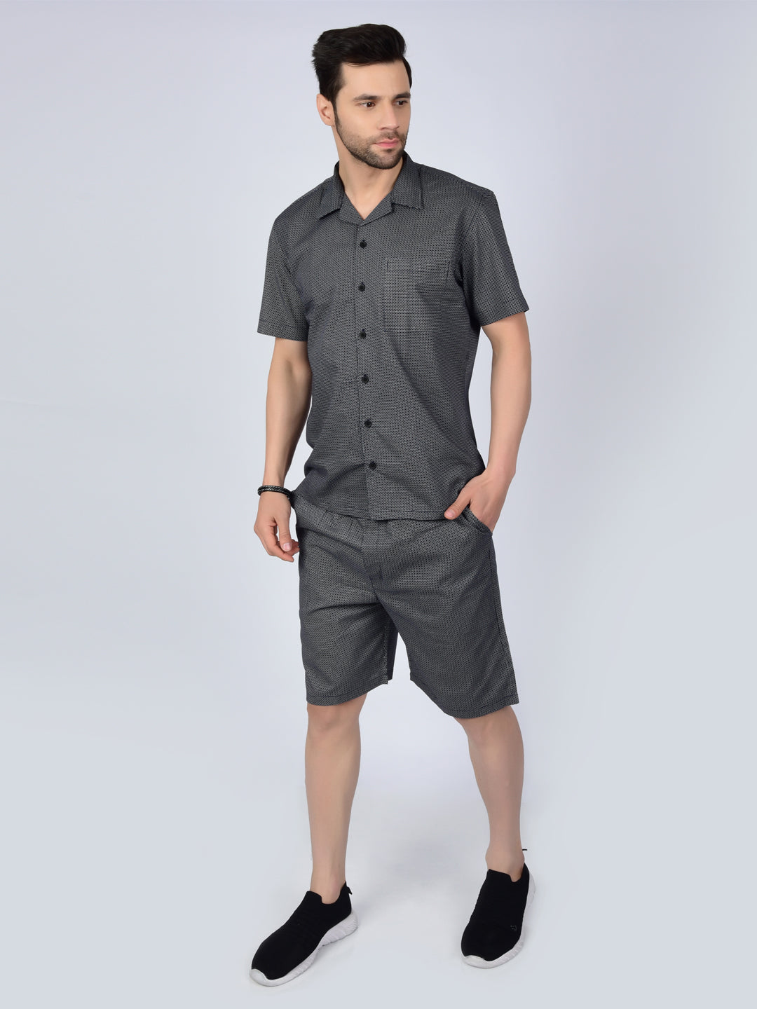 Dark Echo Pattern Printed Men's Co-Ord Set