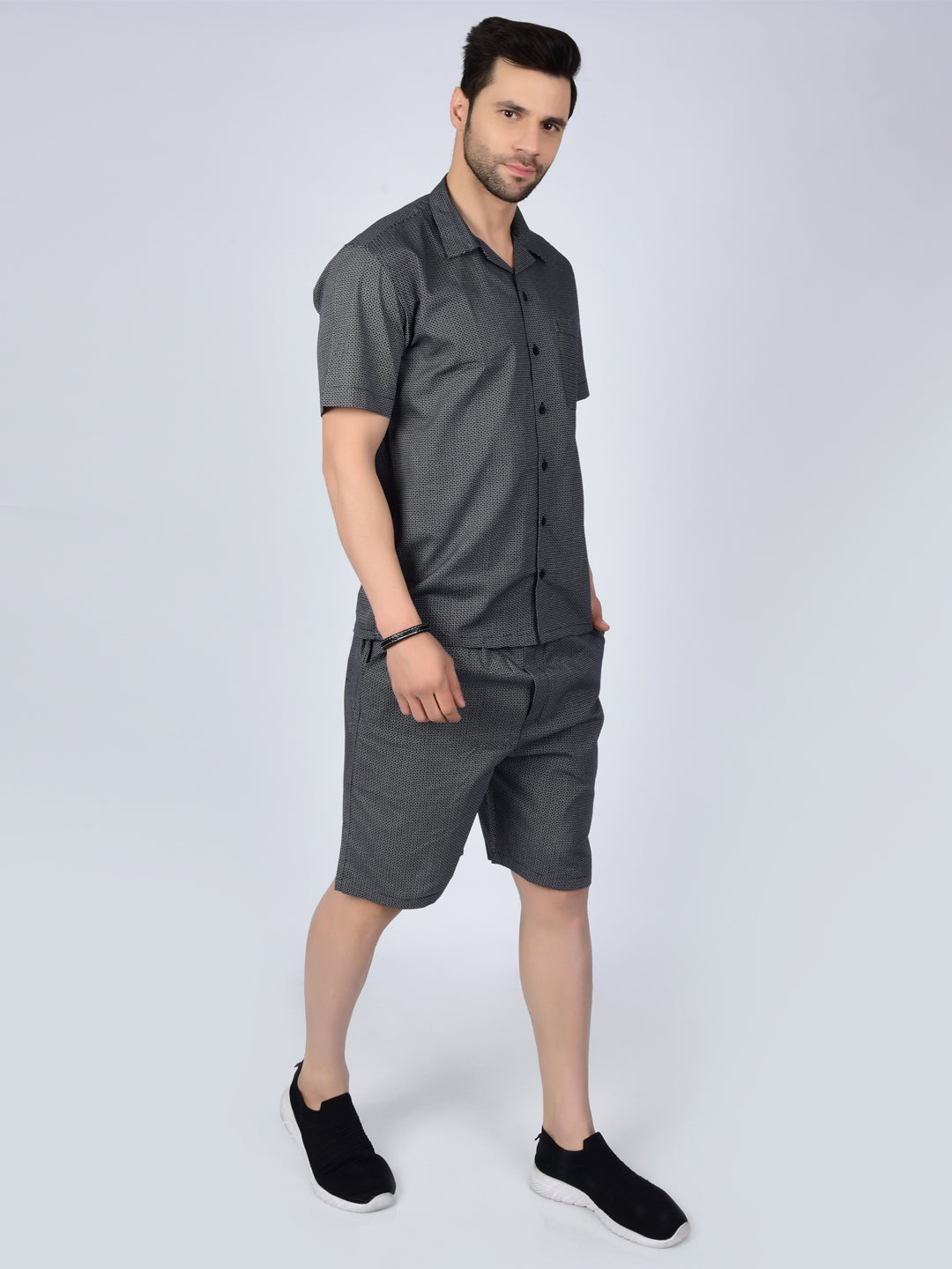 Dark Echo Pattern Printed Men's Co-Ord Set