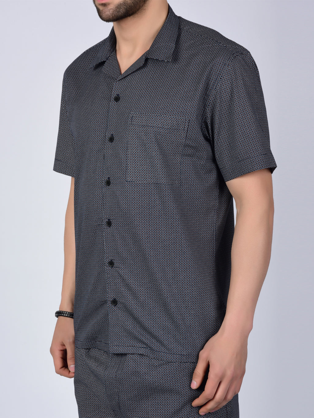 Dark Echo Pattern Printed Men's Co-Ord Set