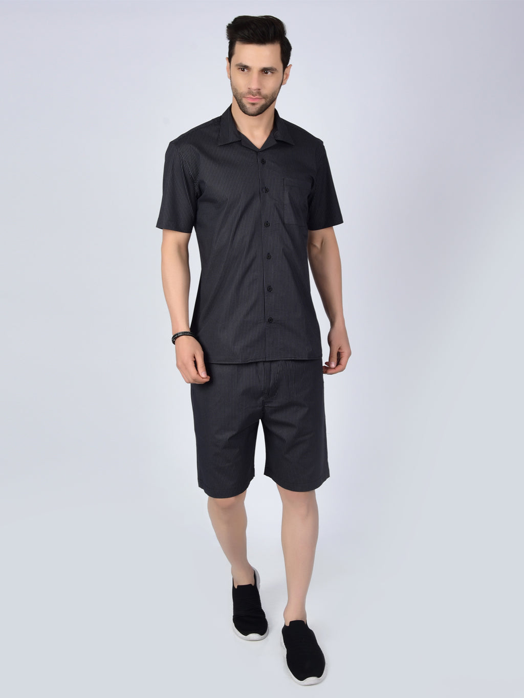 Midnight Black Printed Men's Co-Ord Set