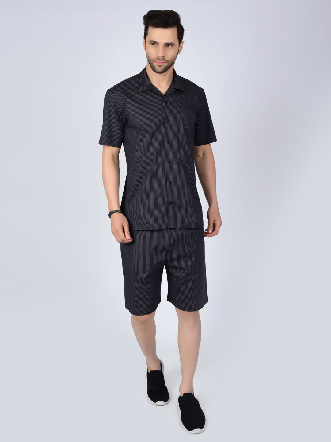 Midnight Black Printed Men's Co-Ord Set