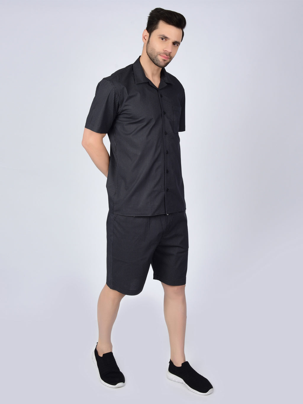 Midnight Black Printed Men's Co-Ord Set