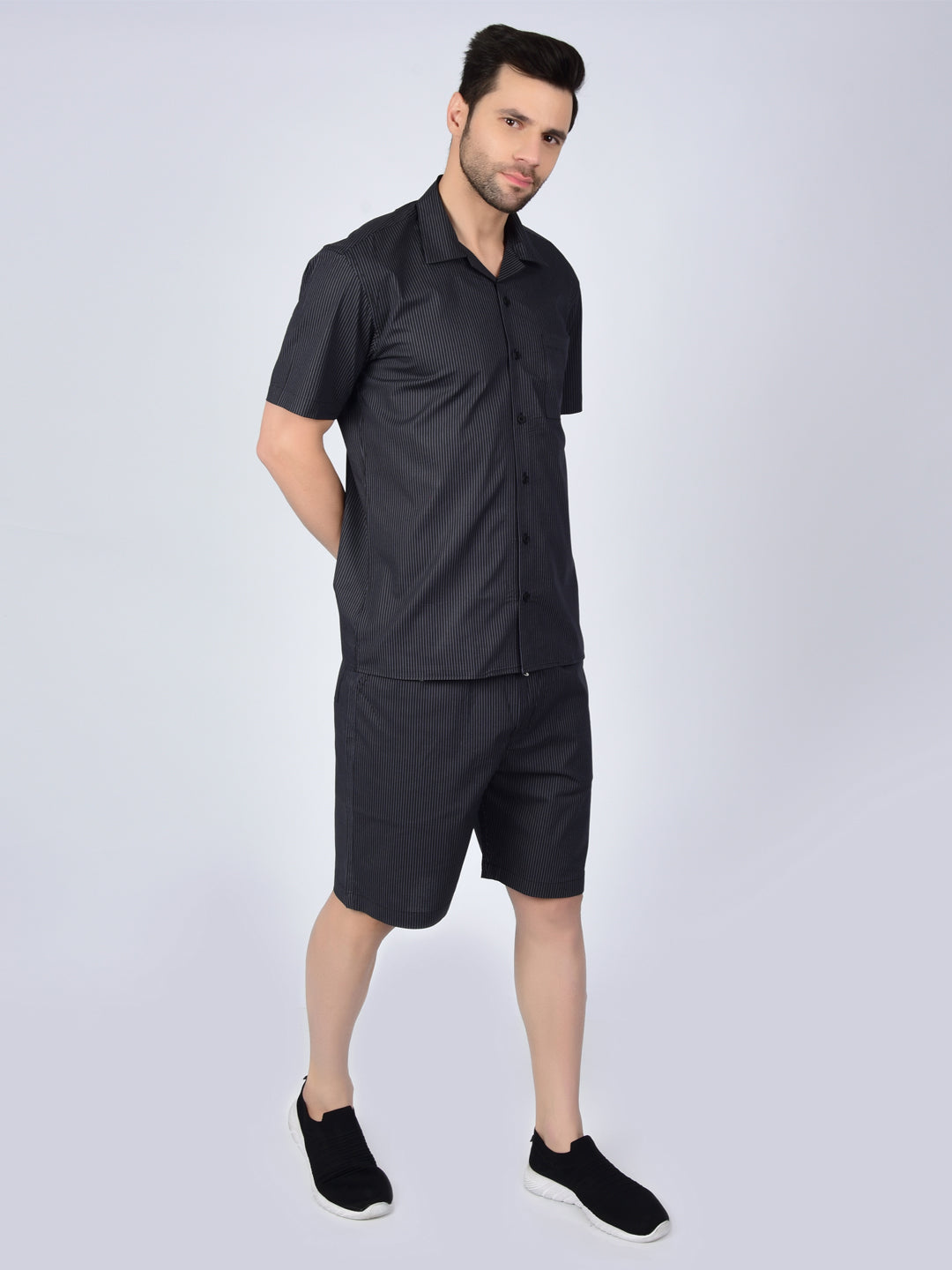 Midnight Black Printed Men's Co-Ord Set